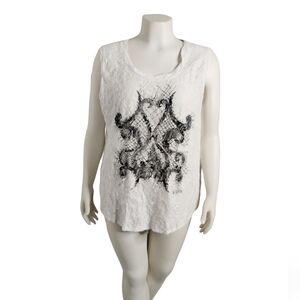 Isabel Toledo for Lane Bryant 14/16 Plus Knit Sleeveless T-Shirt Tank Lace Snake